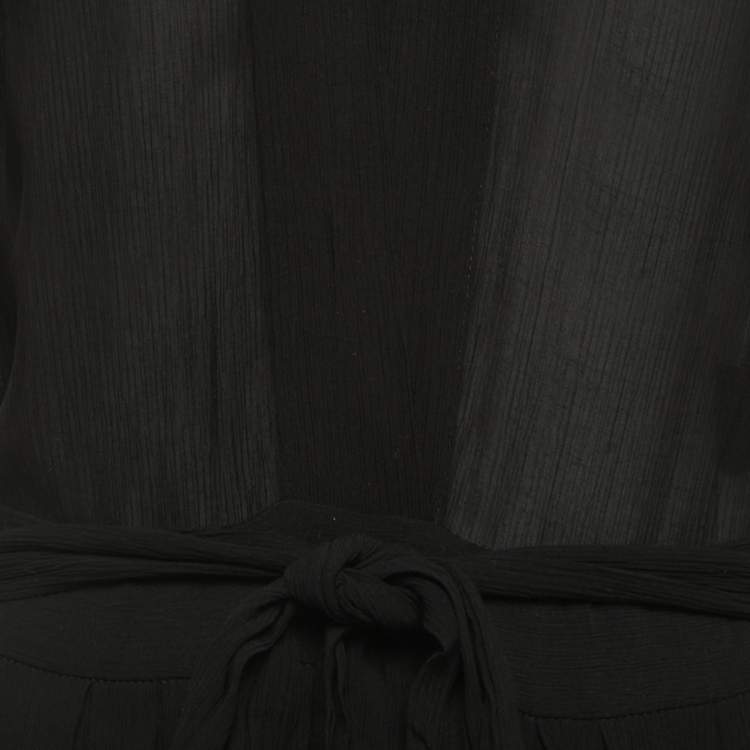 Pre Owned Isabel Marant Etoile Black Crepe Belted Maxi Dress XS
