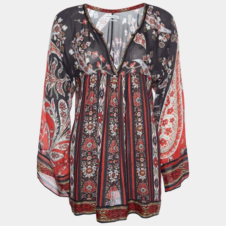 Pre Owned Isabel Marant Etoile Multicolor Printed Chiffon Crepe Top S