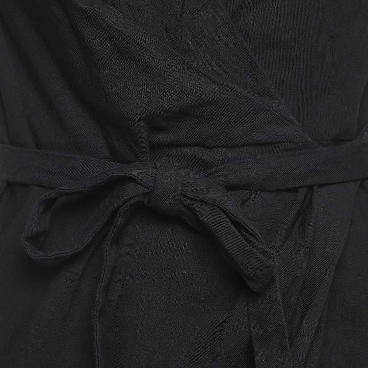 Pre Owned Isabel Marant Etoile Black Linen Blend Wrap On Mini Dress S