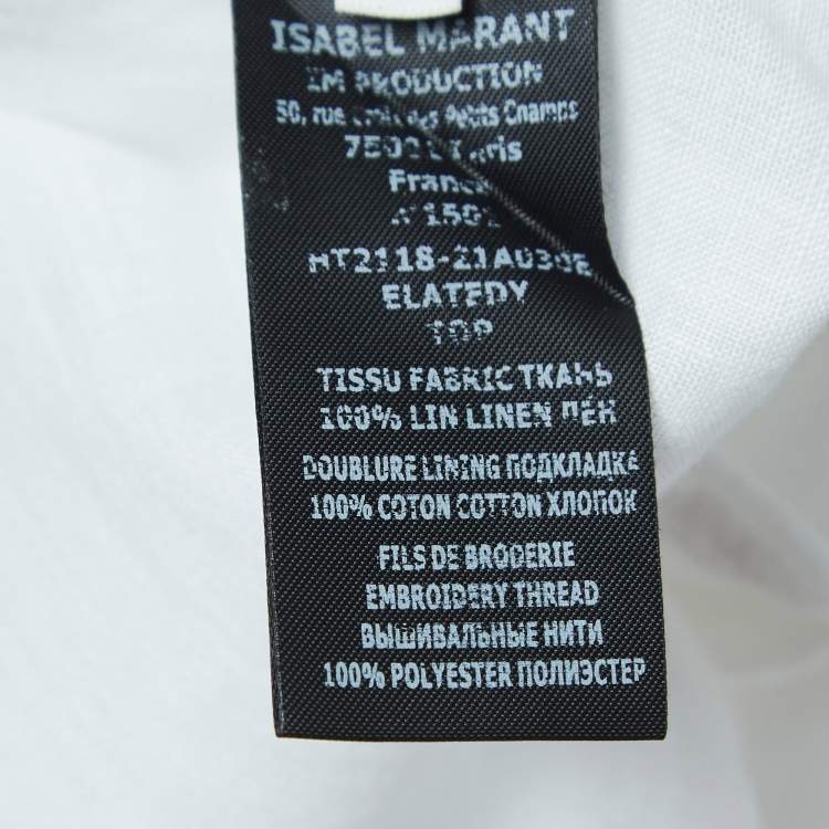 Pre Owned Isabel Marant Etoile White Linen Ruffled Button Front Blouse XS