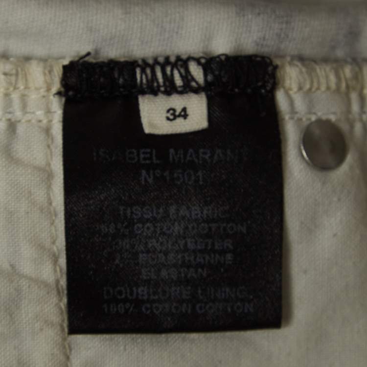 Pre Owned Isabel Marant Etoile Beige Printed Cotton Blend Slim Fit Jeans S Waist 26"