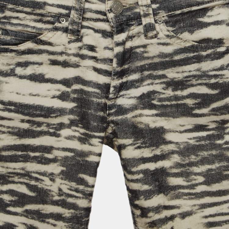Pre Owned Isabel Marant Etoile Beige Printed Cotton Blend Slim Fit Jeans S Waist 26"