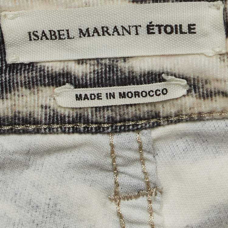 Pre Owned Isabel Marant Etoile Beige Printed Cotton Blend Slim Fit Jeans S Waist 26"