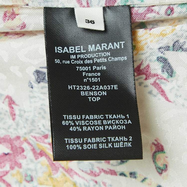 Pre Owned Isabel Marant Etoile Multicolor Print Crepe Long Sleeve Blouse XS