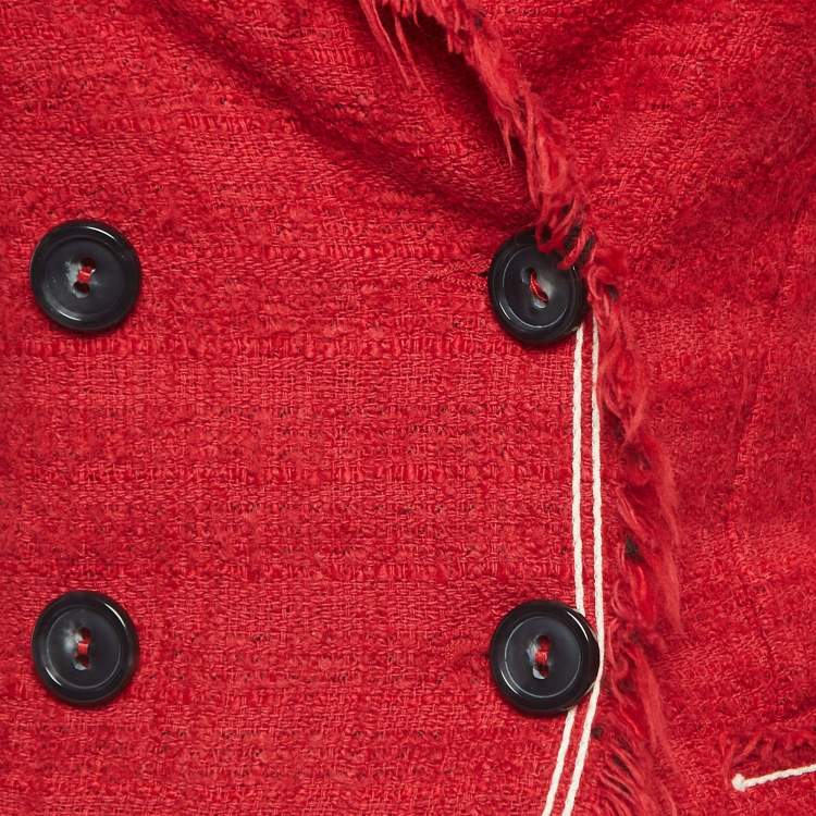 Pre Owned Isabel Marant Etoile Red Tweed Double-Breasted Jacket S