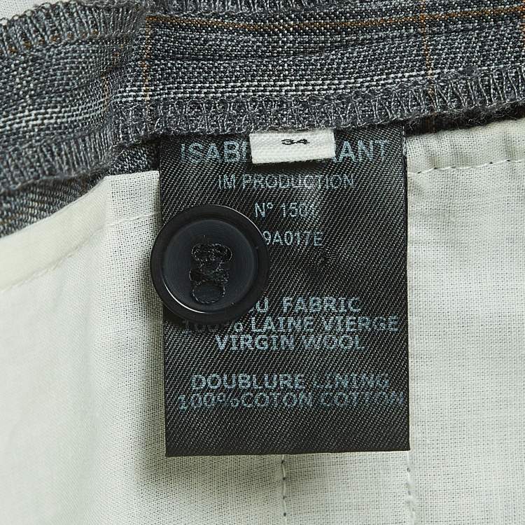Pre Owned Isabel Marant Etoile Grey Plaid Wool Trousers S
