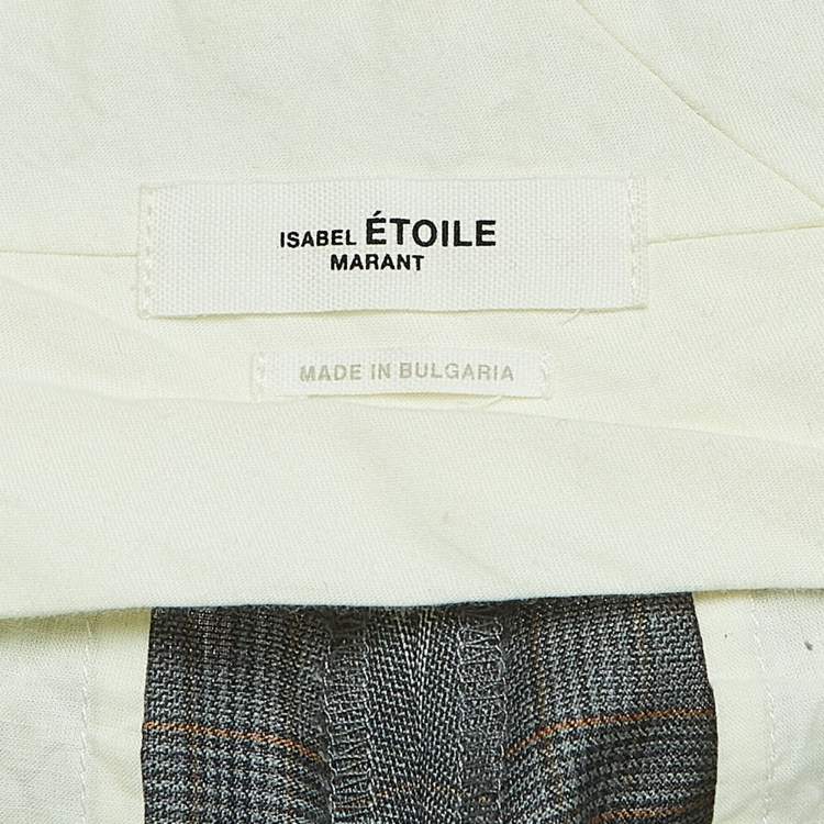 Pre Owned Isabel Marant Etoile Grey Plaid Wool Trousers S