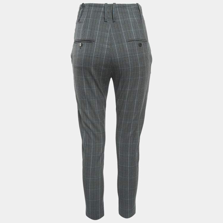 Pre Owned Isabel Marant Etoile Grey Plaid Wool Trousers S