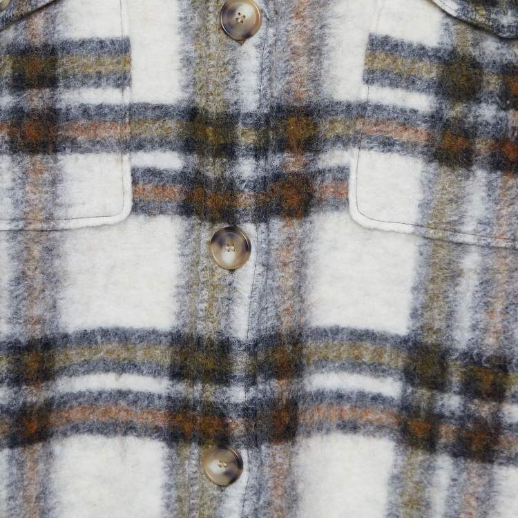 Pre Owned Isabel Marant Etoile Off-White Checked Wool Gaston Oversized Coat XS