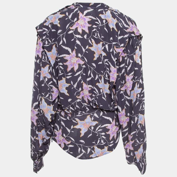 Pre Owned Isabel Marant Etoile Floral Print Crepe Oxel Blouse S