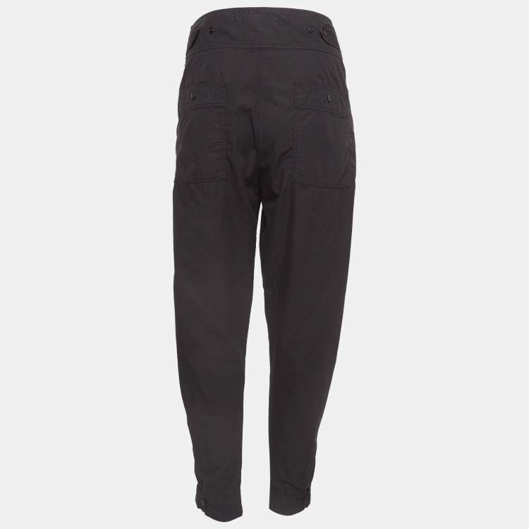 Pre Owned Isabel Marant Etoile Black Cotton Tapered High Rise Trousers XS