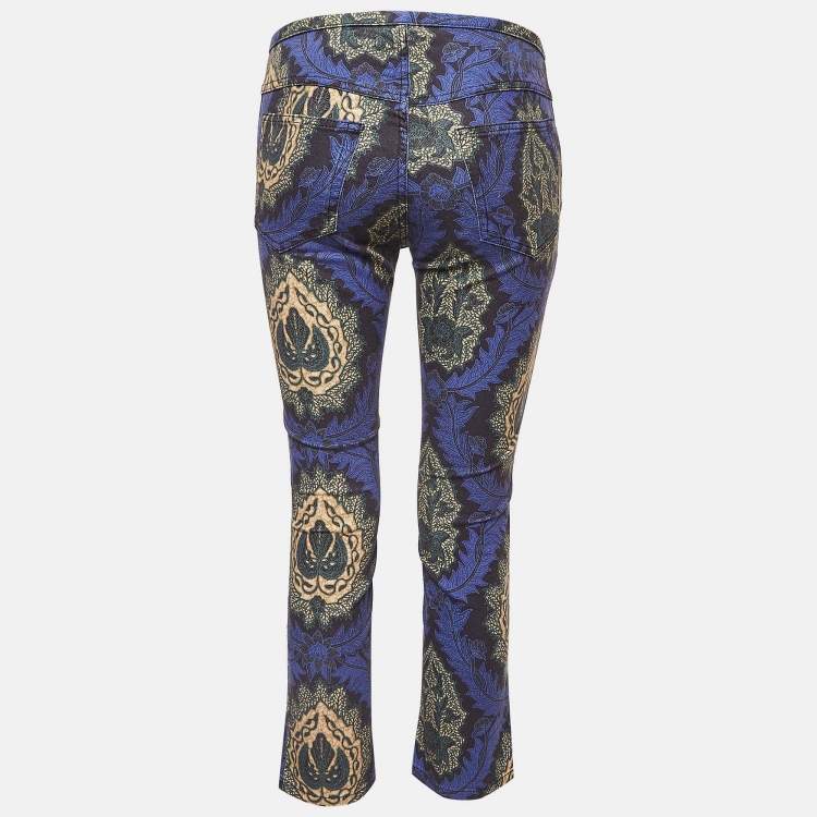Pre Owned Isabel Marant Etoile Purple Floral Print Cotton Lace-Up Trousers S