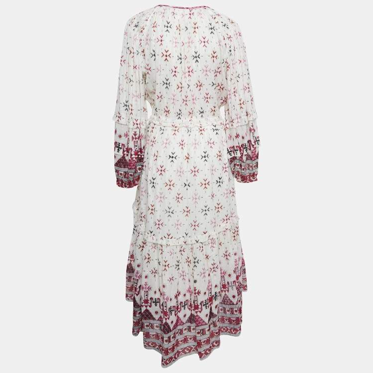 Pre Owned Isabel Marant Etoile Off White Printed Cotton Midi Dress M