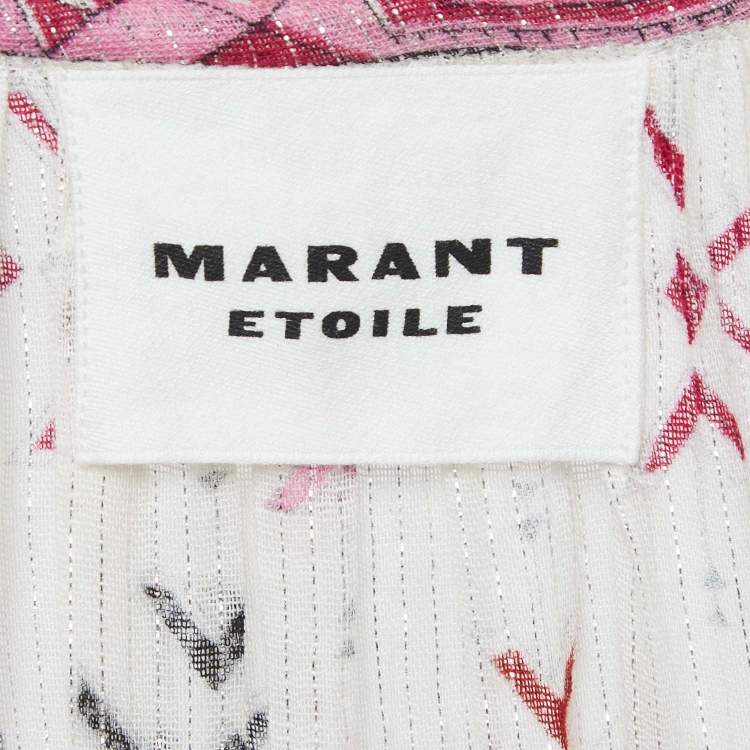 Pre Owned Isabel Marant Etoile Off White Printed Cotton Midi Dress M