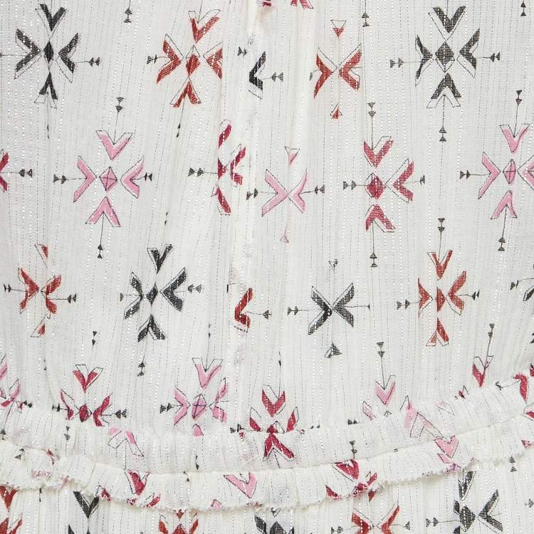 Pre Owned Isabel Marant Etoile Off White Printed Cotton Midi Dress M