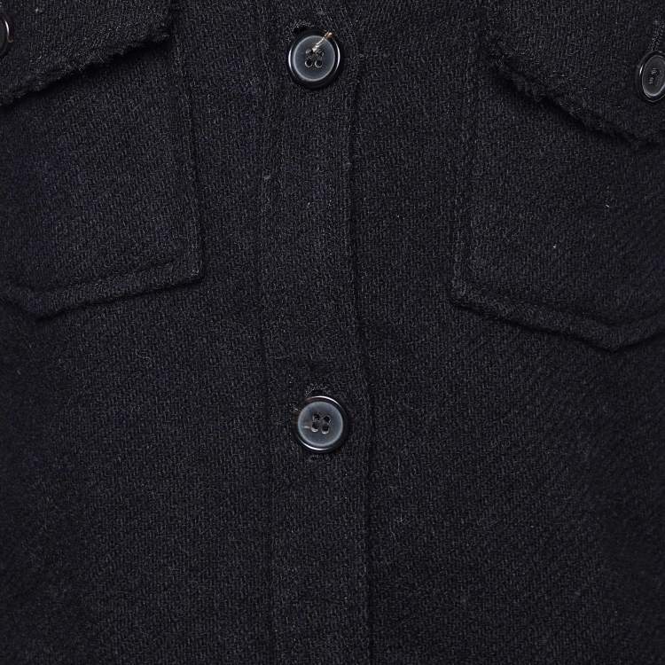 Pre Owned Isabel Marant Etoile Black Wool Blend Frayed Shirt Jacket S