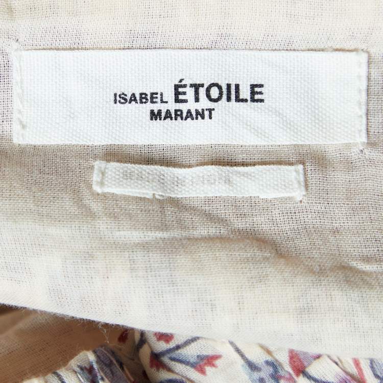 Pre Owned Isabel Marant Etoile Beige Floral Printed Cotton Flared Mini Skirt M