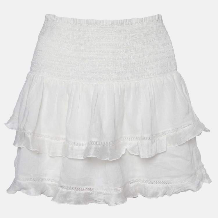 Pre Owned Isabel Marant Etoile White Cotton Blend Tiered Mini Skirt S