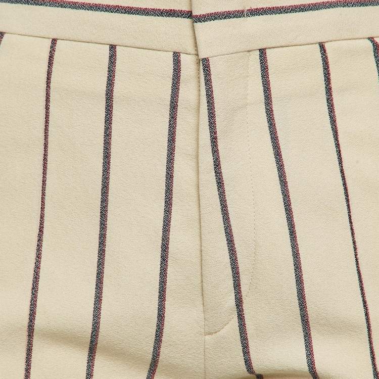 Pre Owned Isabel Marant Off White Striped Crepe Slim-Fit Trousers S