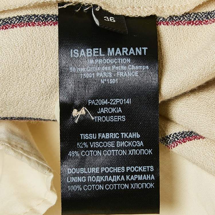 Pre Owned Isabel Marant Off White Striped Crepe Slim-Fit Trousers S