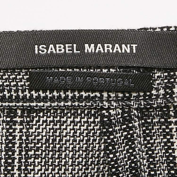 Pre Owned Isabel Marant Black Plaid Pattern Cotton Blend Asymmetric Mini Skirt S