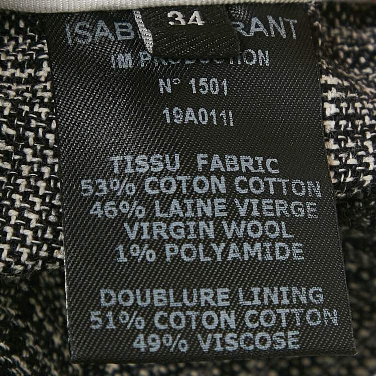 Pre Owned Isabel Marant Black Plaid Pattern Cotton Blend Asymmetric Mini Skirt S