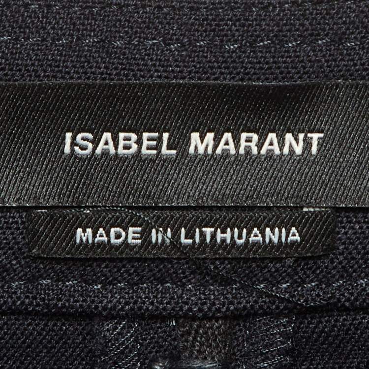 Pre Owned Isabel Marant Navy Blue Virgin Wool Buttoned Shorts M