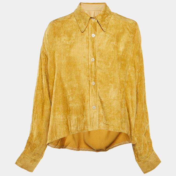 Pre Owned Isabel Marant Yellow Corduroy Button Front Oversized Shirt S  