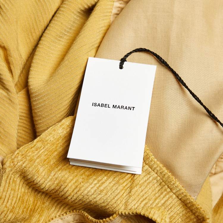 Pre Owned Isabel Marant Yellow Corduroy Button Front Oversized Shirt S  