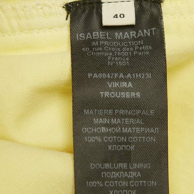 Pre Owned Isabel Marant Yellow Cotton Skinny Vikira Jeans M/Waist 30"