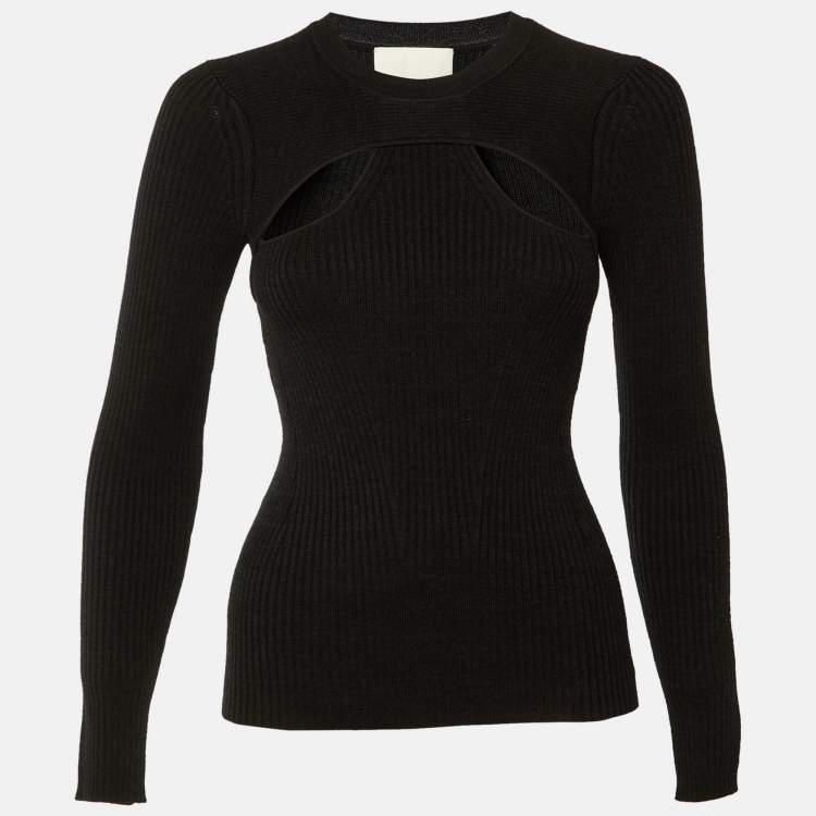 Pre Owned Isabel Marant Black Merino Wool Knit Zana Cut-Out Jumper S 