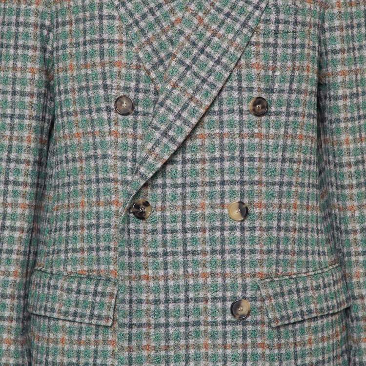 Pre Owned Isabel Marant Green Prince Of Wales Checkered Cotton Double Breasted Telis Blazer M