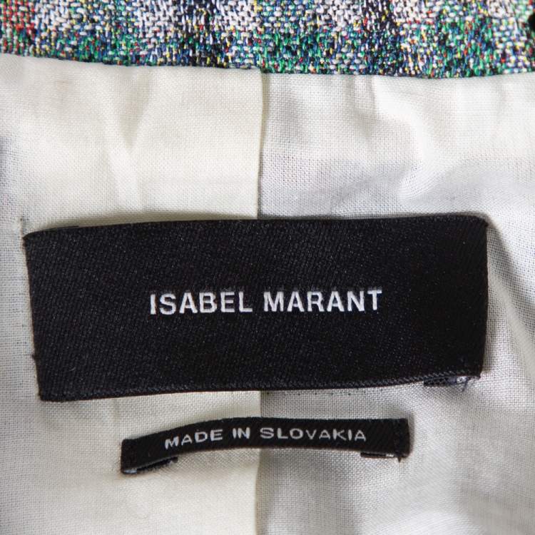 Pre Owned Isabel Marant Green Prince Of Wales Checkered Cotton Double Breasted Telis Blazer M