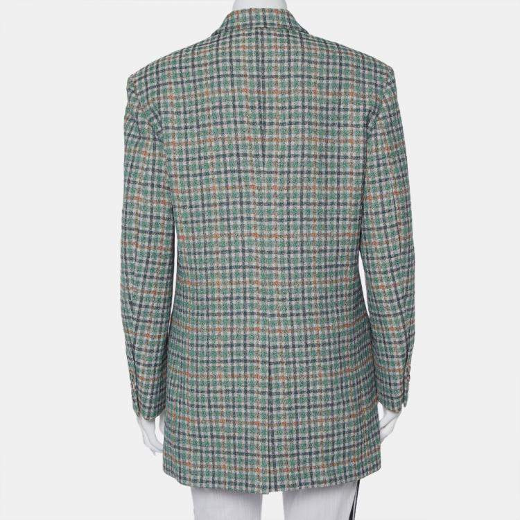 Pre Owned Isabel Marant Green Prince Of Wales Checkered Cotton Double Breasted Telis Blazer M