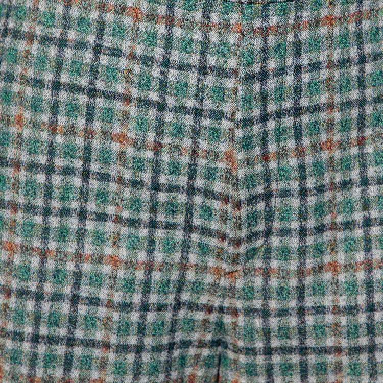 Pre Owned Isabel Marant Green Prince Of Wales Checkered Cotton Wide Leg Telis Trousers M