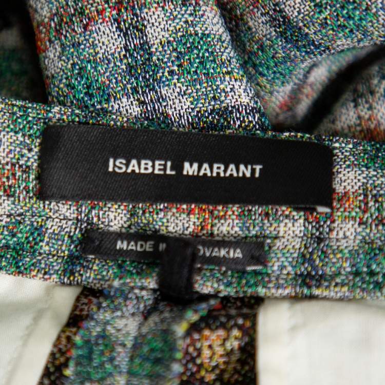 Pre Owned Isabel Marant Green Prince Of Wales Checkered Cotton Wide Leg Telis Trousers M