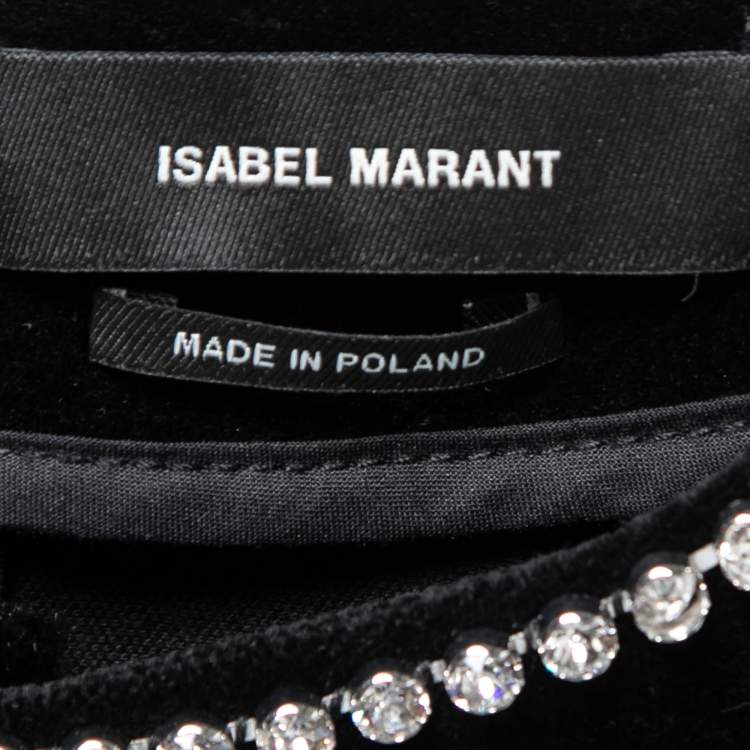 Pre Owned Isabel Marant Black Velvet Crystal Embellished Short Dress L