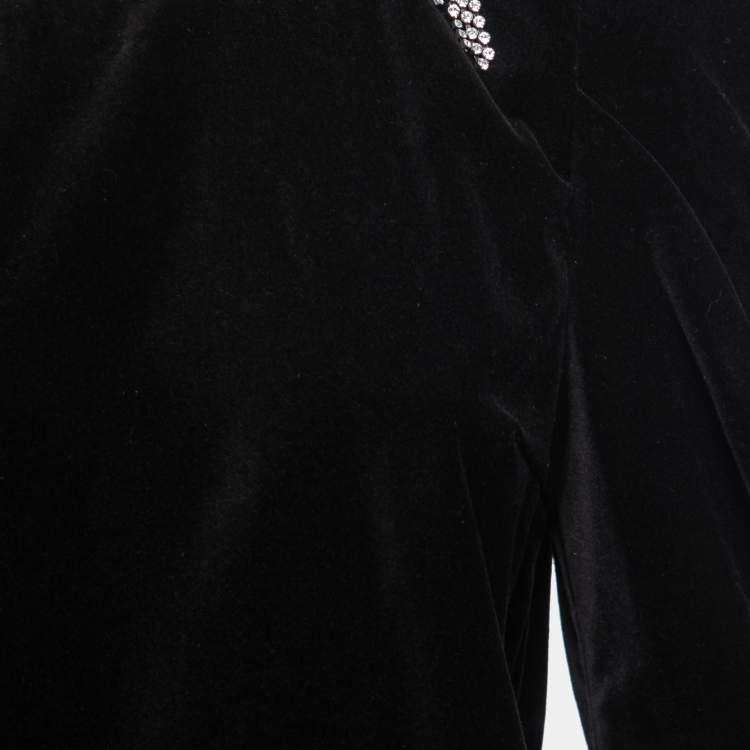 Pre Owned Isabel Marant Black Velvet Crystal Embellished Short Dress L