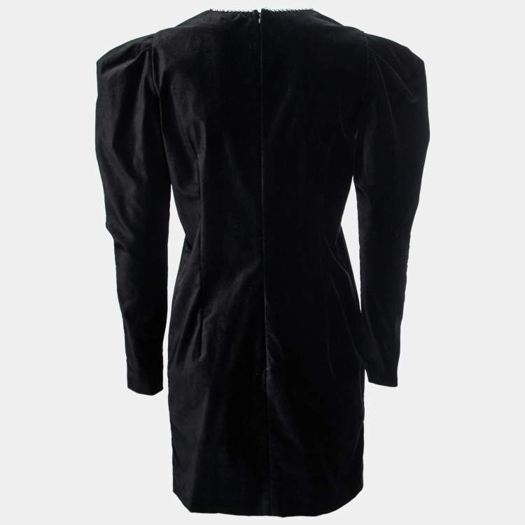 Pre Owned Isabel Marant Black Velvet Crystal Embellished Short Dress L