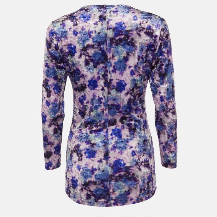 Pre Owned Isabel Marant Purple Printed Velvet Gubaia Top M