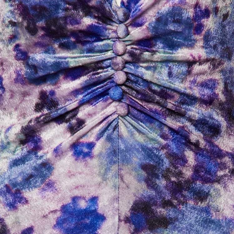 Pre Owned Isabel Marant Purple Printed Velvet Gram Mini Dress M