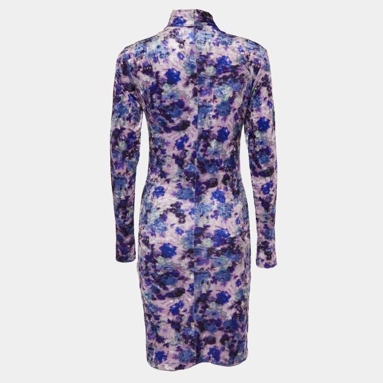 Pre Owned Isabel Marant Purple Printed Velvet Gram Mini Dress M