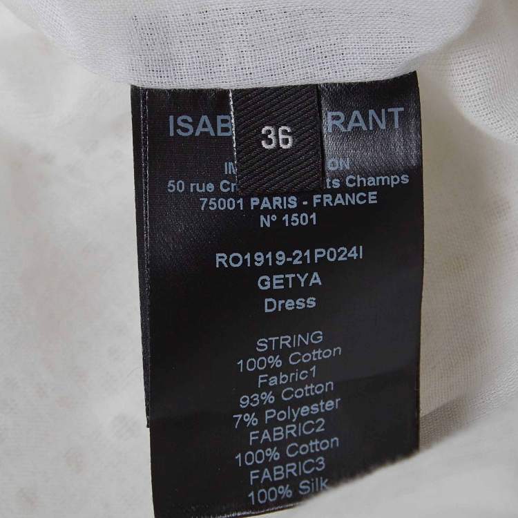 Pre Owned Isabel Marant White Eyelet Cotton Ruched Mini Dress S