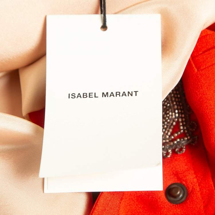 Pre Owned Isabel Marant Orange Embellished Crepe Mini Skirt S