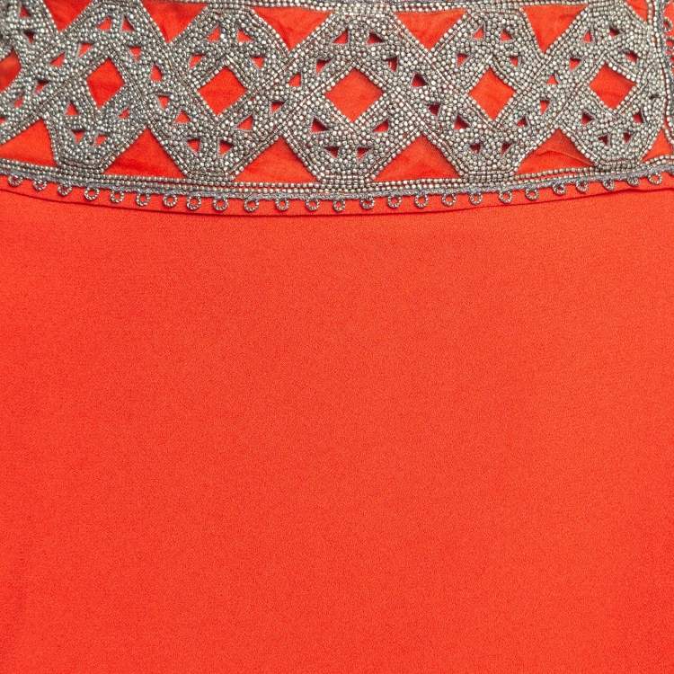 Pre Owned Isabel Marant Orange Embellished Crepe Mini Skirt S