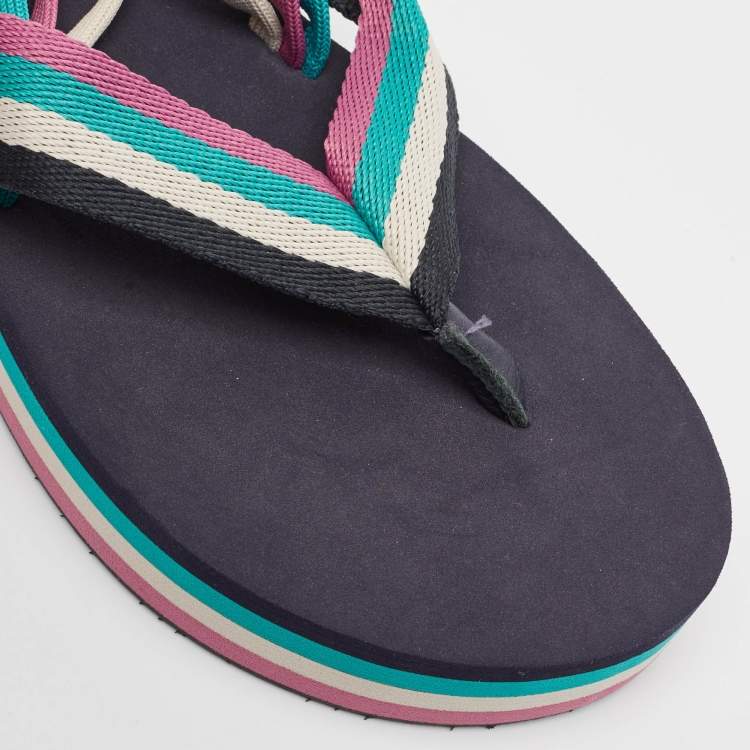 Pre Owned Isabel Marant  Multicolor Fabric Wraparound Strap Sandals Size 39