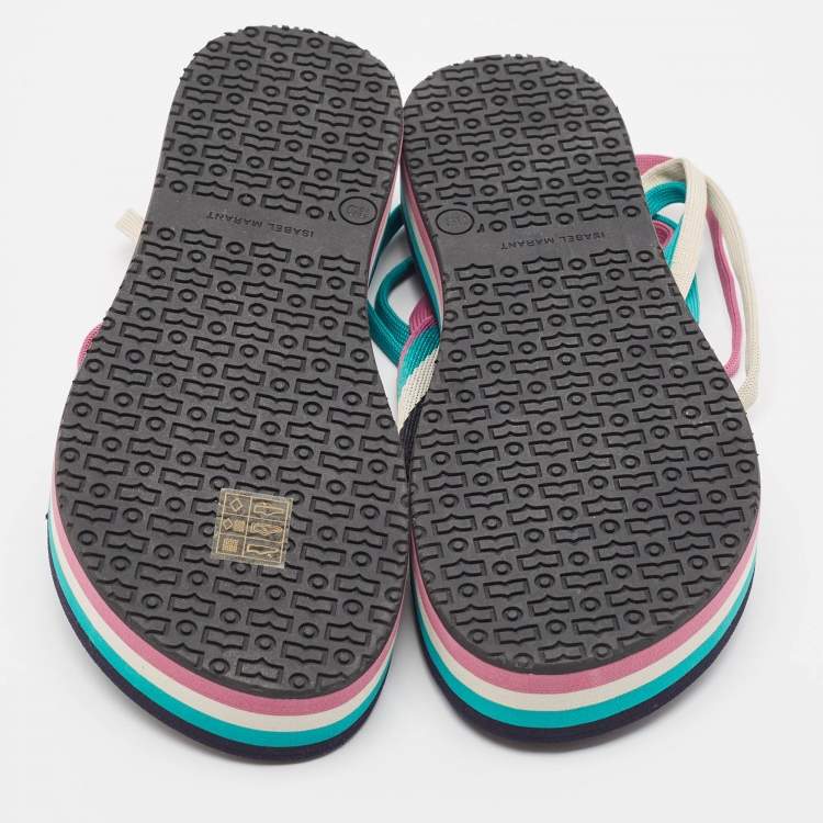 Pre Owned Isabel Marant  Multicolor Fabric Wraparound Strap Sandals Size 39
