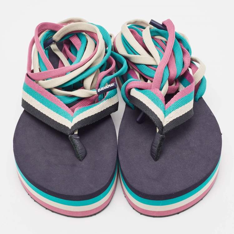 Pre Owned Isabel Marant  Multicolor Fabric Wraparound Strap Sandals Size 39