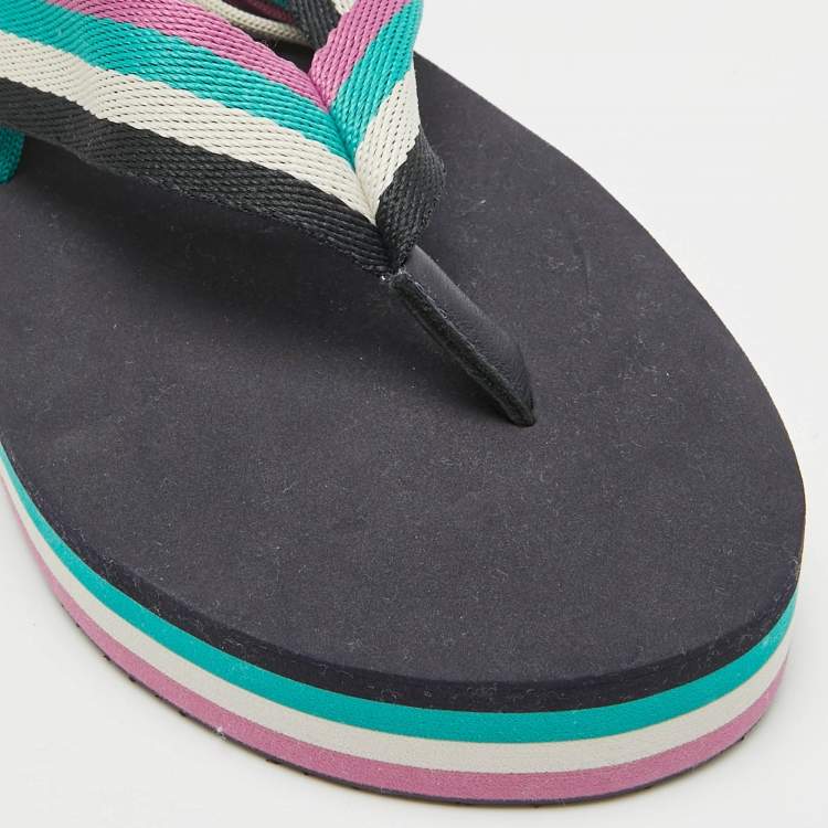 Pre Owned Isabel Marant Multicolor Canvas Tuoni Striped Thong Sandals Size 41