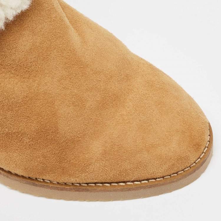 Pre Owned Isabel Marant Brown Shearling Fur and Suede Takita Mules Size 39